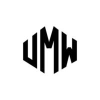 UMW letter logo design with polygon shape. UMW polygon and cube shape logo design. UMW hexagon vector logo template white and black colors. UMW monogram, business and real estate logo.