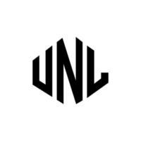 UNL letter logo design with polygon shape. UNL polygon and cube shape logo design. UNL hexagon vector logo template white and black colors. UNL monogram, business and real estate logo.