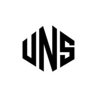 UNS letter logo design with polygon shape. UNS polygon and cube shape logo design. UNS hexagon vector logo template white and black colors. UNS monogram, business and real estate logo.