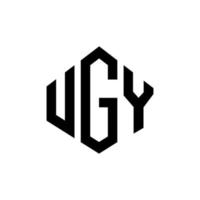 diseño de logotipo de letra ugy con forma de polígono. diseño de logotipo en forma de cubo y polígono ugy. ugy hexágono vector logo plantilla colores blanco y negro. monograma ugy, logotipo comercial y inmobiliario.