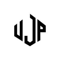 UJP letter logo design with polygon shape. UJP polygon and cube shape logo design. UJP hexagon vector logo template white and black colors. UJP monogram, business and real estate logo.