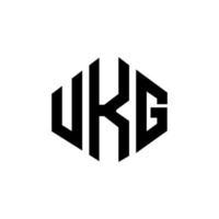 UKG letter logo design with polygon shape. UKG polygon and cube shape logo design. UKG hexagon vector logo template white and black colors. UKG monogram, business and real estate logo.