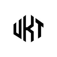 diseño de logotipo de letra ukt con forma de polígono. Diseño de logotipo en forma de cubo y polígono ukt. ukt hexágono vector logo plantilla colores blanco y negro. monograma ukt, logotipo comercial y inmobiliario.