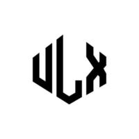 ULX letter logo design with polygon shape. ULX polygon and cube shape logo design. ULX hexagon vector logo template white and black colors. ULX monogram, business and real estate logo.