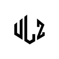 ULZ letter logo design with polygon shape. ULZ polygon and cube shape logo design. ULZ hexagon vector logo template white and black colors. ULZ monogram, business and real estate logo.