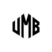 UMB letter logo design with polygon shape. UMB polygon and cube shape logo design. UMB hexagon vector logo template white and black colors. UMB monogram, business and real estate logo.