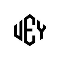 diseño de logotipo de letra uey con forma de polígono. diseño de logotipo en forma de cubo y polígono uey. uey hexágono vector logo plantilla colores blanco y negro. monograma uey, logotipo empresarial y inmobiliario.