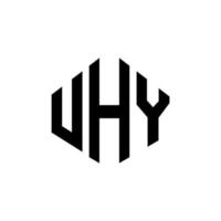 diseño de logotipo de letra uhy con forma de polígono. uhy polígono y diseño de logotipo en forma de cubo. uhy hexágono vector logo plantilla colores blanco y negro. uhy monograma, logotipo comercial e inmobiliario.