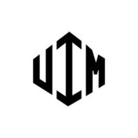 UIM letter logo design with polygon shape. UIM polygon and cube shape logo design. UIM hexagon vector logo template white and black colors. UIM monogram, business and real estate logo.