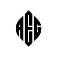 AEG circle letter logo design with circle and ellipse shape. AEG ellipse letters with typographic style. The three initials form a circle logo. AEG Circle Emblem Abstract Monogram Letter Mark Vector. vector