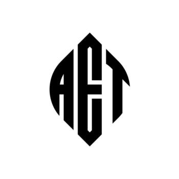 AET circle letter logo design with circle and ellipse shape. AET ellipse letters with typographic style. The three initials form a circle logo. AET Circle Emblem Abstract Monogram Letter Mark Vector. vector