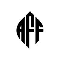 diseño de logotipo de letra de círculo aff con forma de círculo y elipse. aff letras elipses con estilo tipográfico. las tres iniciales forman un logo circular. vector de marca de letra de monograma abstracto del emblema del círculo aff.