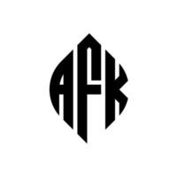 AFK circle letter logo design with circle and ellipse shape. AFK ellipse letters with typographic style. The three initials form a circle logo. AFK Circle Emblem Abstract Monogram Letter Mark Vector. vector
