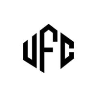 UFC letter logo design with polygon shape. UFC polygon and cube shape logo design. UFC hexagon vector logo template white and black colors. UFC monogram, business and real estate logo.