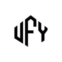 UFY letter logo design with polygon shape. UFY polygon and cube shape logo design. UFY hexagon vector logo template white and black colors. UFY monogram, business and real estate logo.