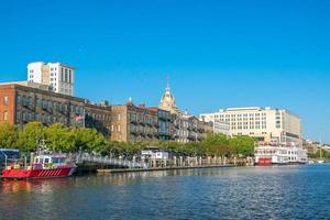 Riverfront of downtown Savannah in Georgia photo