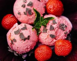 a homemade strawberry ice cream with chocolate photo