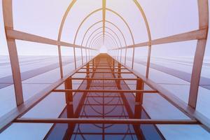 Stairway to Heaven concept. Fire escape staircase of modern shopping center. Emergency fire exit. Bottom view photo