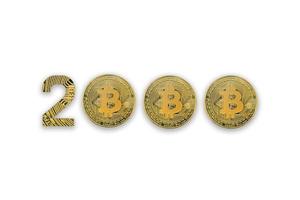 2000 bitcoin exchange rate, isolated. Crypto currency style for design. photo