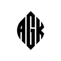 diseño de logotipo de letra de círculo agk con forma de círculo y elipse. agk letras elipses con estilo tipográfico. las tres iniciales forman un logo circular. vector de marca de letra de monograma abstracto del emblema del círculo agk.