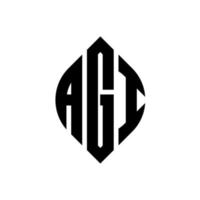 AGI circle letter logo design with circle and ellipse shape. AGI ellipse letters with typographic style. The three initials form a circle logo. AGI Circle Emblem Abstract Monogram Letter Mark Vector. vector