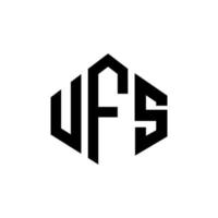 UFS letter logo design with polygon shape. UFS polygon and cube shape logo design. UFS hexagon vector logo template white and black colors. UFS monogram, business and real estate logo.