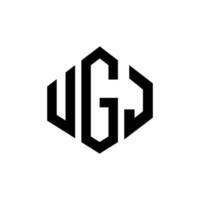 UGJ letter logo design with polygon shape. UGJ polygon and cube shape logo design. UGJ hexagon vector logo template white and black colors. UGJ monogram, business and real estate logo.