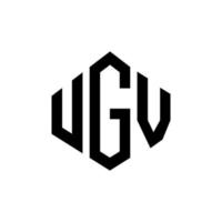 UGV letter logo design with polygon shape. UGV polygon and cube shape logo design. UGV hexagon vector logo template white and black colors. UGV monogram, business and real estate logo.