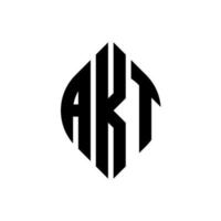 AKT circle letter logo design with circle and ellipse shape. AKT ellipse letters with typographic style. The three initials form a circle logo. AKT Circle Emblem Abstract Monogram Letter Mark Vector. vector