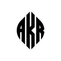 AKR circle letter logo design with circle and ellipse shape. AKR ellipse letters with typographic style. The three initials form a circle logo. AKR Circle Emblem Abstract Monogram Letter Mark Vector. vector