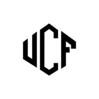 diseño de logotipo de letra ucf con forma de polígono. diseño de logotipo en forma de cubo y polígono ucf. plantilla de logotipo vectorial hexagonal ucf colores blanco y negro. monograma ucf, logotipo empresarial y inmobiliario. vector