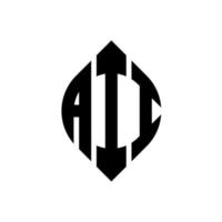 AII circle letter logo design with circle and ellipse shape. AII ellipse letters with typographic style. The three initials form a circle logo. AII Circle Emblem Abstract Monogram Letter Mark Vector. vector