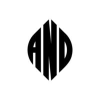 AND circle letter logo design with circle and ellipse shape. AND ellipse letters with typographic style. The three initials form a circle logo. AND Circle Emblem Abstract Monogram Letter Mark Vector. vector