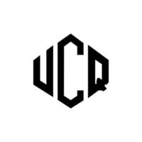 UCQ letter logo design with polygon shape. UCQ polygon and cube shape logo design. UCQ hexagon vector logo template white and black colors. UCQ monogram, business and real estate logo.