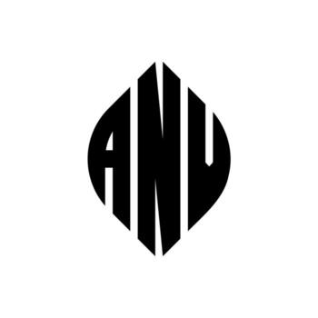 ANV circle letter logo design with circle and ellipse shape. ANV ellipse letters with typographic style. The three initials form a circle logo. ANV Circle Emblem Abstract Monogram Letter Mark Vector. vector