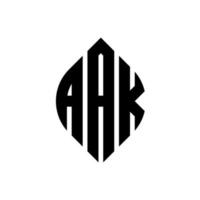 AAK circle letter logo design with circle and ellipse shape. AAK ellipse letters with typographic style. The three initials form a circle logo. AAK Circle Emblem Abstract Monogram Letter Mark Vector. vector