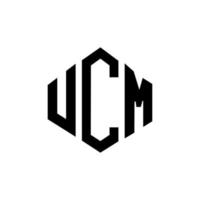 diseño de logotipo de letra ucm con forma de polígono. diseño de logotipo en forma de cubo y polígono ucm. Plantilla de logotipo vectorial hexagonal ucm colores blanco y negro. Monograma ucm, logotipo comercial e inmobiliario. vector