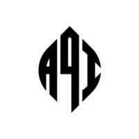AQI circle letter logo design with circle and ellipse shape. AQI ellipse letters with typographic style. The three initials form a circle logo. AQI Circle Emblem Abstract Monogram Letter Mark Vector. vector