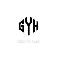 GYH letter logo design with polygon shape. GYH polygon and cube shape logo design. GYH hexagon vector logo template white and black colors. GYH monogram, business and real estate logo.