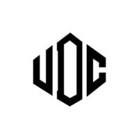 UDC letter logo design with polygon shape. UDC polygon and cube shape logo design. UDC hexagon vector logo template white and black colors. UDC monogram, business and real estate logo.