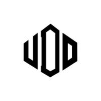 UDO letter logo design with polygon shape. UDO polygon and cube shape logo design. UDO hexagon vector logo template white and black colors. UDO monogram, business and real estate logo.