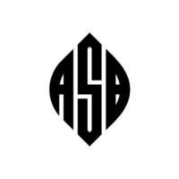 ASB circle letter logo design with circle and ellipse shape. ASB ellipse letters with typographic style. The three initials form a circle logo. ASB Circle Emblem Abstract Monogram Letter Mark Vector. vector