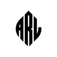 ARL circle letter logo design with circle and ellipse shape. ARL ellipse letters with typographic style. The three initials form a circle logo. ARL Circle Emblem Abstract Monogram Letter Mark Vector. vector