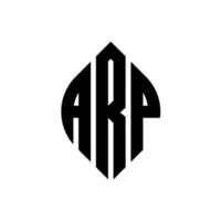diseño de logotipo de letra de círculo arp con forma de círculo y elipse. arp elipse letras con estilo tipográfico. las tres iniciales forman un logo circular. vector de marca de letra de monograma abstracto del emblema del círculo arp.