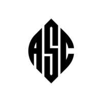 ASC circle letter logo design with circle and ellipse shape. ASC ellipse letters with typographic style. The three initials form a circle logo. ASC Circle Emblem Abstract Monogram Letter Mark Vector. vector