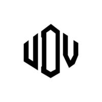 UDV letter logo design with polygon shape. UDV polygon and cube shape logo design. UDV hexagon vector logo template white and black colors. UDV monogram, business and real estate logo.