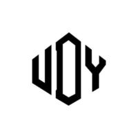 diseño de logotipo de letra udy con forma de polígono. udy polígono y diseño de logotipo en forma de cubo. udy hexágono vector logo plantilla colores blanco y negro. udy monograma, logotipo empresarial y inmobiliario.