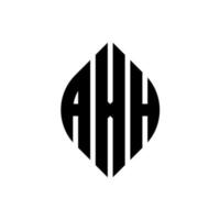 diseño de logotipo de letra de círculo axh con forma de círculo y elipse. letras elipses axh con estilo tipográfico. las tres iniciales forman un logo circular. vector de marca de letra de monograma abstracto del emblema del círculo axh.