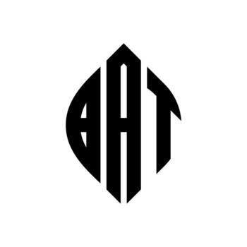 BAT circle letter logo design with circle and ellipse shape. BAT ellipse letters with typographic style. The three initials form a circle logo. BAT Circle Emblem Abstract Monogram Letter Mark Vector. vector