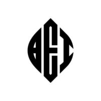 BEI circle letter logo design with circle and ellipse shape. BEI ellipse letters with typographic style. The three initials form a circle logo. BEI Circle Emblem Abstract Monogram Letter Mark Vector. vector